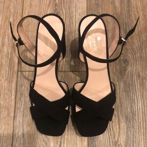 Kate Spade Delia Black Suede Platform Strappy Sandal Size 10